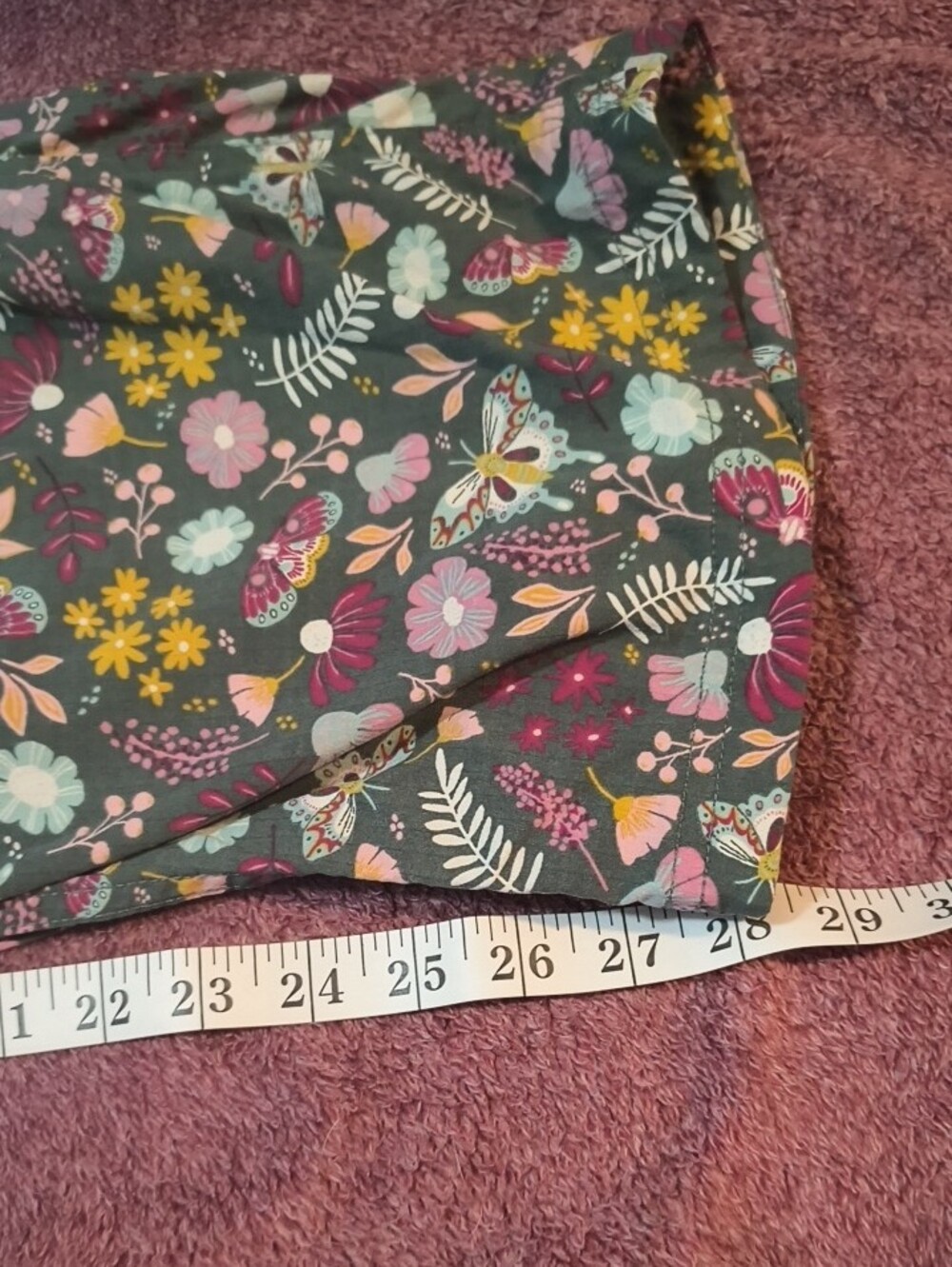 Duluth Trading Co Multicolor Floral Overalls Pajama Set on Purple Ground - Picture 2 of 4